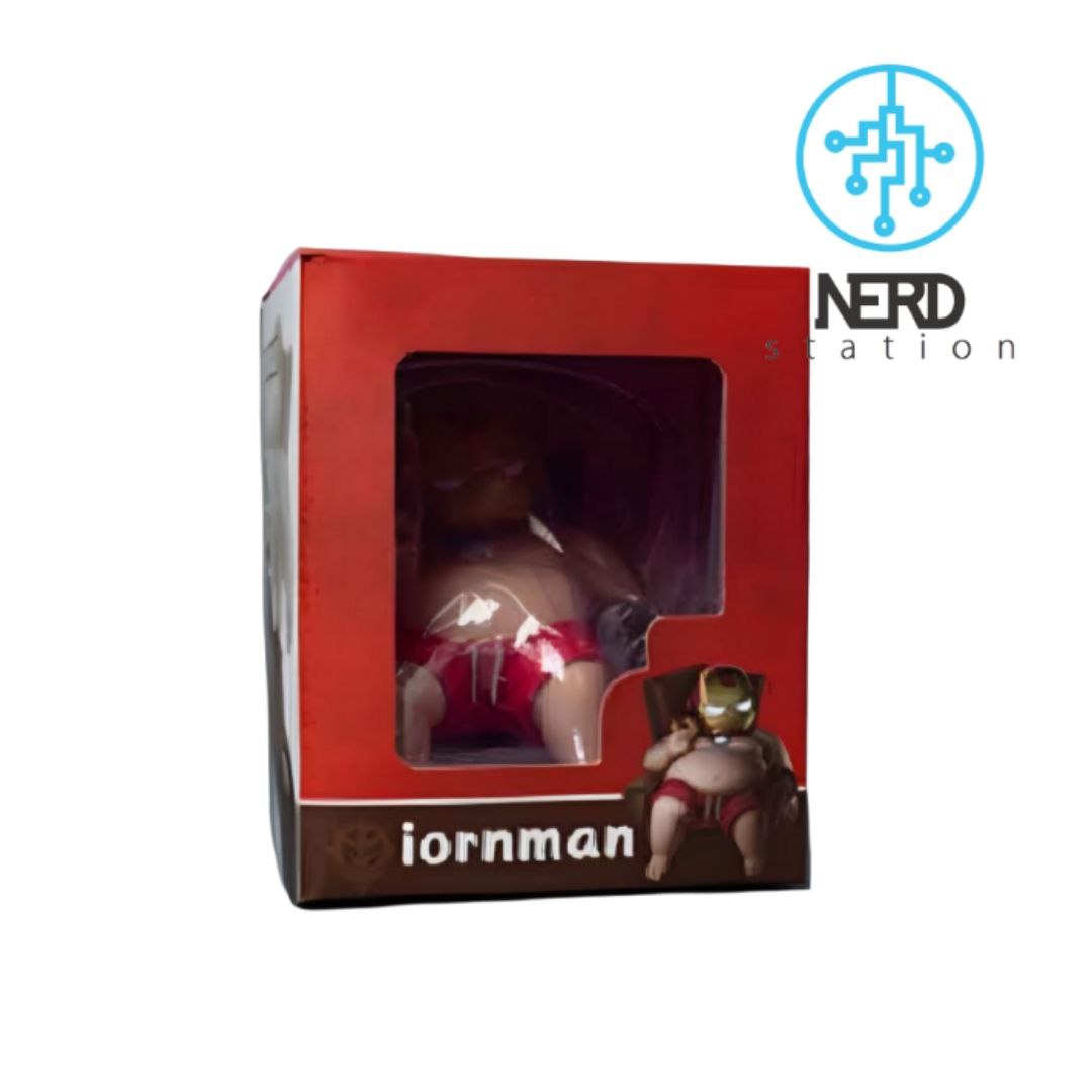 فروش آیرونمن چاق نشسته در حال خوردن دونات